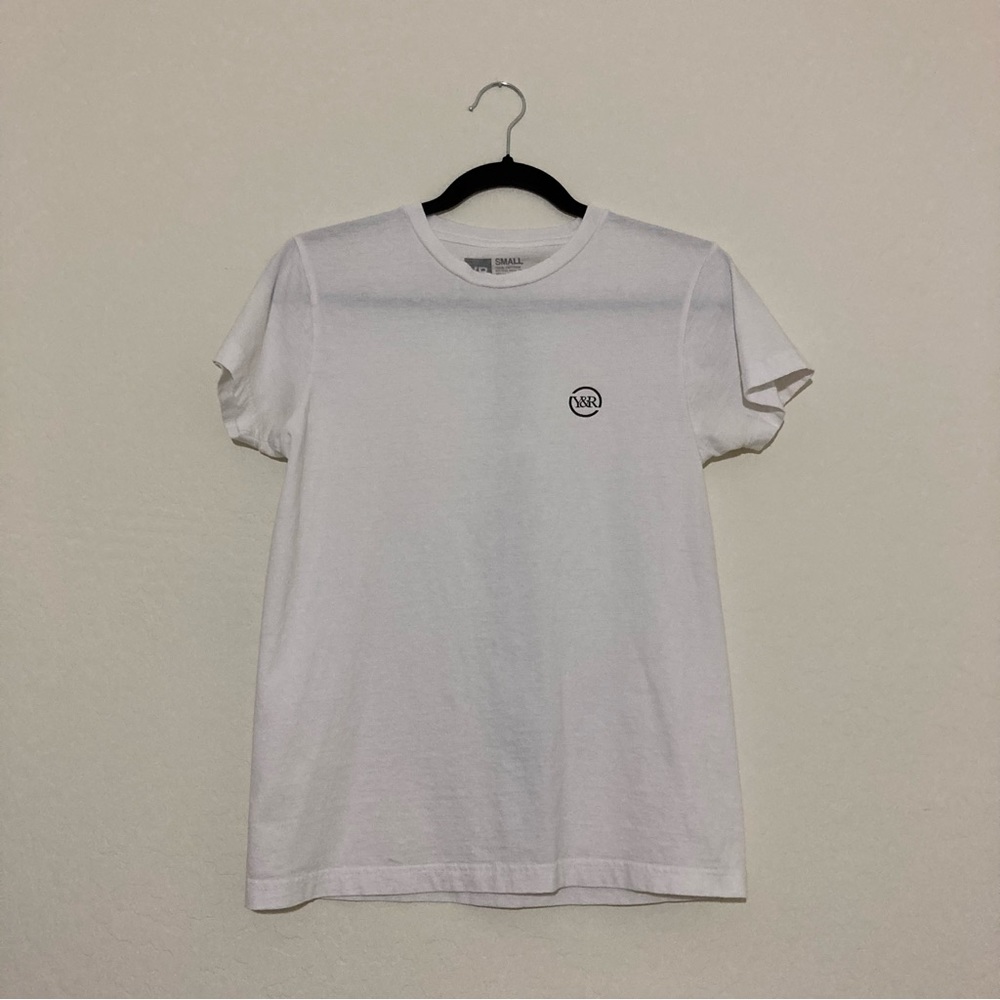 Young & Reckless white graphic ‘rcklss’ back line-text short sleeve t-shirt